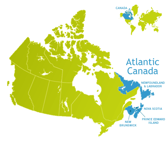 Bản đồ khu vực Atlantic – Đại Tây Dương ở Canada