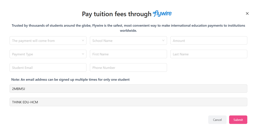 Dịch vụ chuyển tiền Flywire đóng học phí du học
